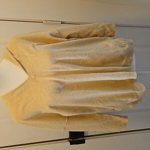 Pure Jill Light Yellow Hooded Cotton Knit Drop Shoulder Sweater Size L Petite